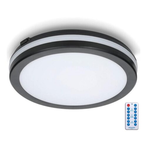 LED Fürdőszobai mennyezeti lámpa érzékelővel LED/24W/230V átm. 30 cm fekete + + távirányító