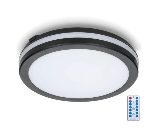 LED Fürdőszobai mennyezeti lámpa érzékelővel LED/24W/230V átm. 30 cm fekete + + távirányító