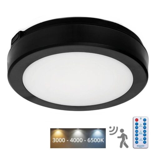 LED Fürdőszobai mennyezeti lámpa érzékelővel NAIROS LED/12W/230V IP65 fekete + távirányító