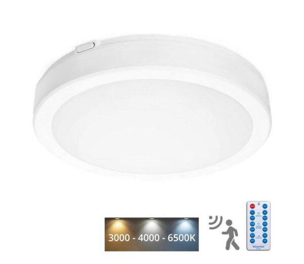 LED Fürdőszobai mennyezeti lámpa érzékelővel NAIROS LED/18W/230V IP65 fehér + távirányító