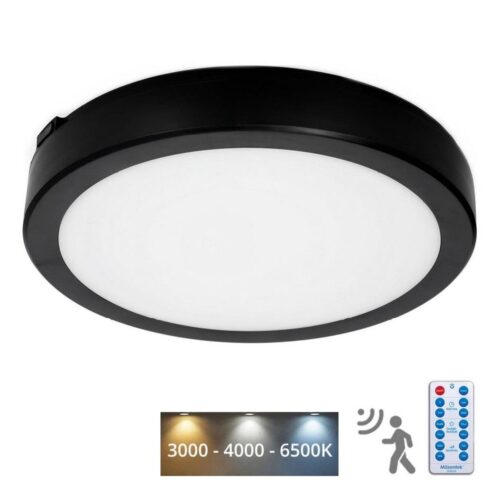 LED Fürdőszobai mennyezeti lámpa érzékelővel NAIROS LED/18W/230V IP65 fekete + távirányító