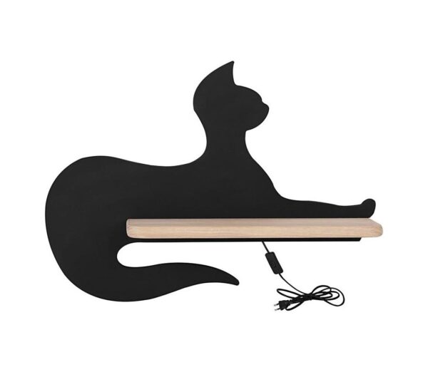LED Gyerek fali lámpa polccal BLACK CAT LED/5W/230V
