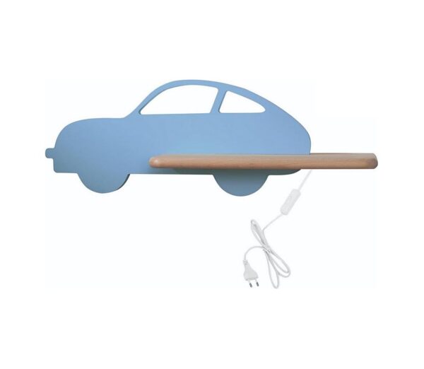 LED Gyerek fali lámpa polccal CAR LED/5W/230V kék/fa