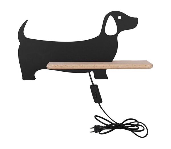 LED Gyerek fali lámpa polccal DOG LED/5W/230V fekete/fa