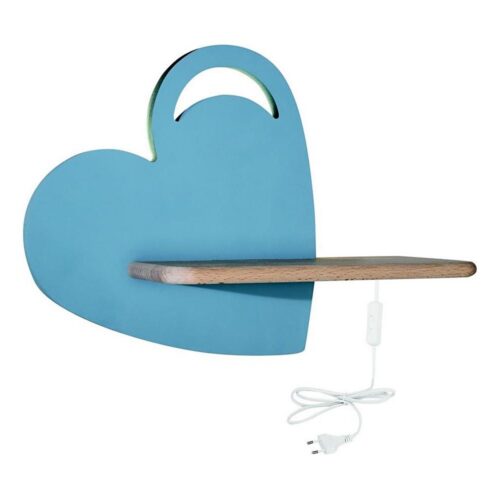 LED Gyerek fali lámpa polccal HEART LED/5W/230V kék/fa