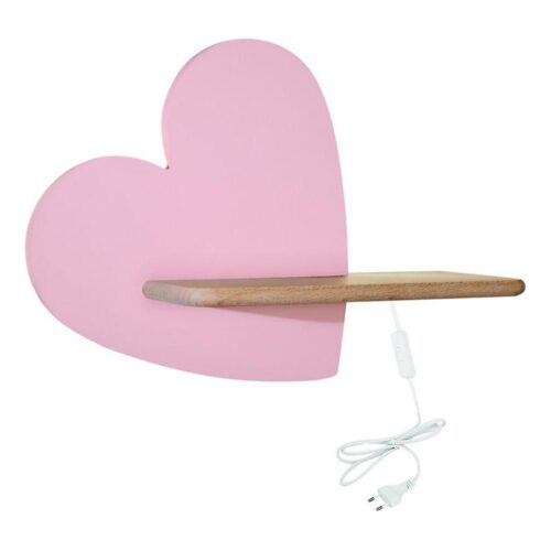 LED Gyerek fali lámpa polccal HEART LED/5W/230V rózsaszín/fa