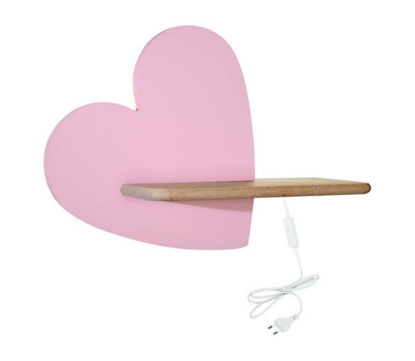 LED Gyerek fali lámpa polccal HEART LED/5W/230V rózsaszín/fa