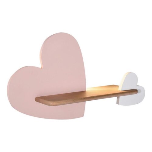 LED Gyerek fali lámpa polccal HEART LED/5W/230V rózsaszín/fehér/fa