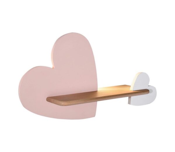 LED Gyerek fali lámpa polccal HEART LED/5W/230V rózsaszín/fehér/fa