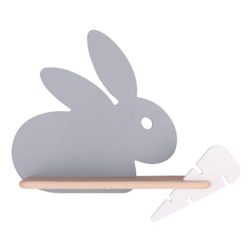 LED Gyerek fali lámpa polccal RABBIT LED/4W/230V szürke/fehér/fa