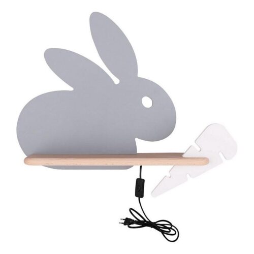 LED Gyerek fali lámpa polccal RABBIT LED/4W/230V szürke/fehér/fa