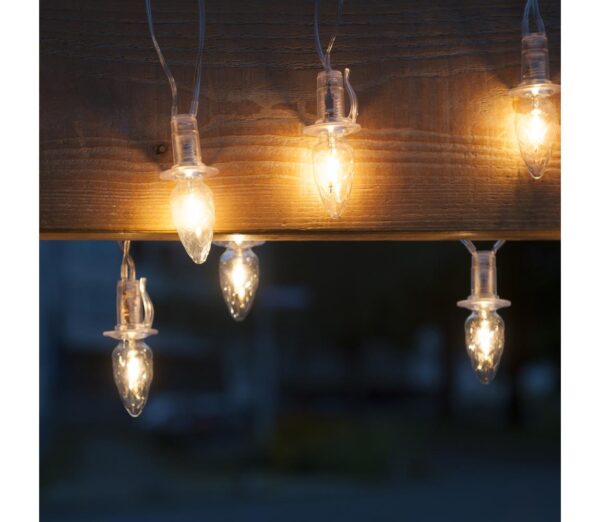 LED Karácsonyi kültéri lánc CONE FILAMENT 20xE10 19m átlátszó/meleg fehér IP44