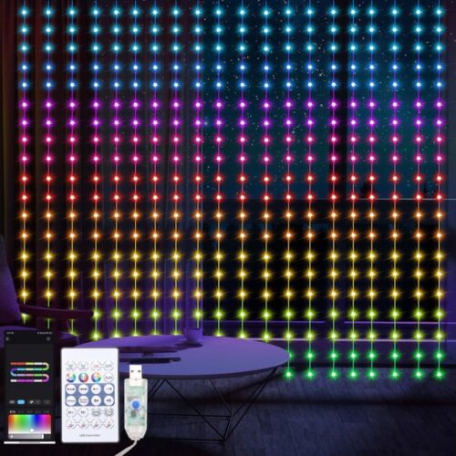 LED RGB Dimmelhető Karácsonyi függöny WIZARD 400xLED/USB 2x2m + távirányítás
