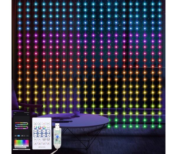 LED RGB Dimmelhető Karácsonyi függöny WIZARD 400xLED/USB 2x2m + távirányítás