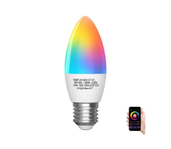 B.V. LED RGBW Dimmelhető izzó C37 E27/5W/230V 3000