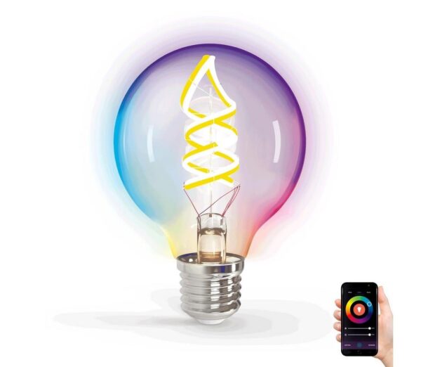 B.V. LED RGBW Dimmelhető izzó FILAMENT G80 E27/4