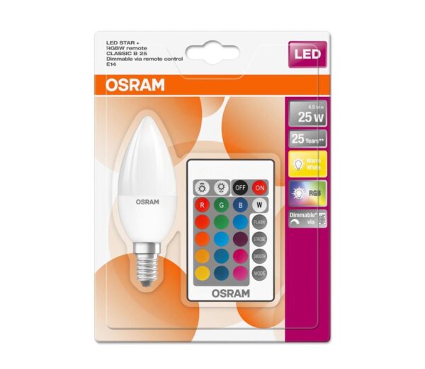 Osram LED RGBW Dimmelhető izzó STAR E14/4