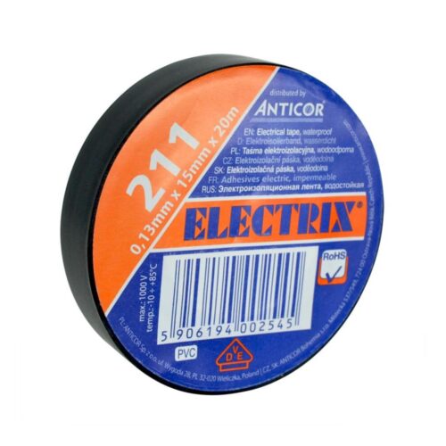 AP02C − Szigetelő szalag ELECTRIX 15mm x 20m fekete