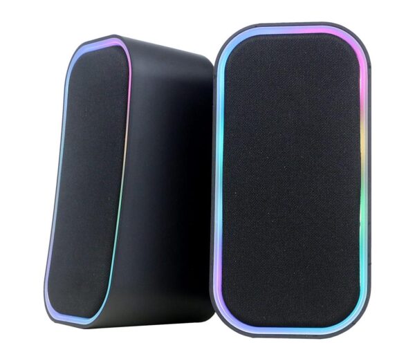 USB Hangszóró RGB háttérvilágítással 2x3W/5V fekete