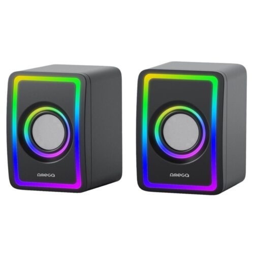 USB Hangszóró RGB háttérvilágítással 2x3W/5V fekete