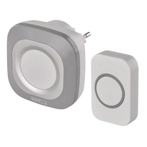 Vezeték nélküli csengő konnektorba 230V + 1xCR2032 IP44 szürke