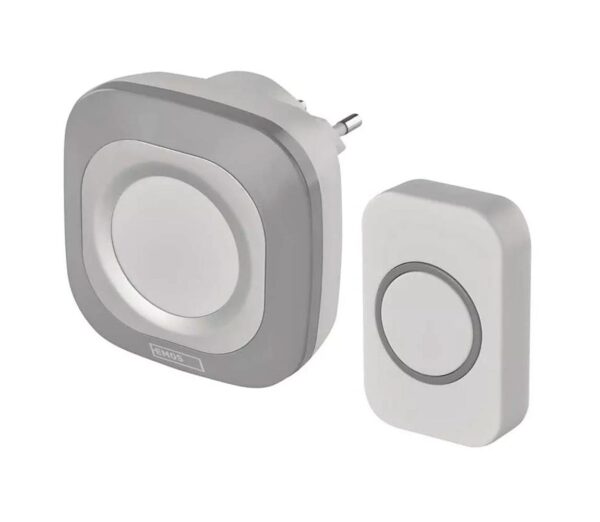 Vezeték nélküli csengő konnektorba 230V + 1xCR2032 IP44 szürke