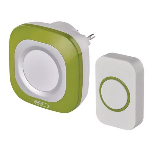 Vezeték nélküli csengő konnektorba 230V + 1xCR2032 IP44 zöld