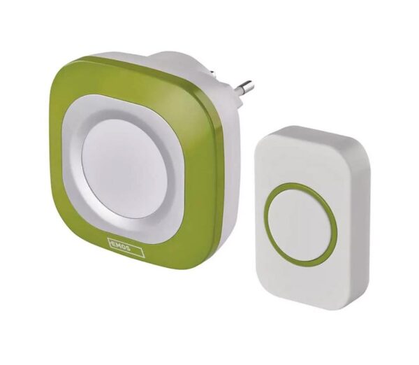 Vezeték nélküli csengő konnektorba 230V + 1xCR2032 IP44 zöld